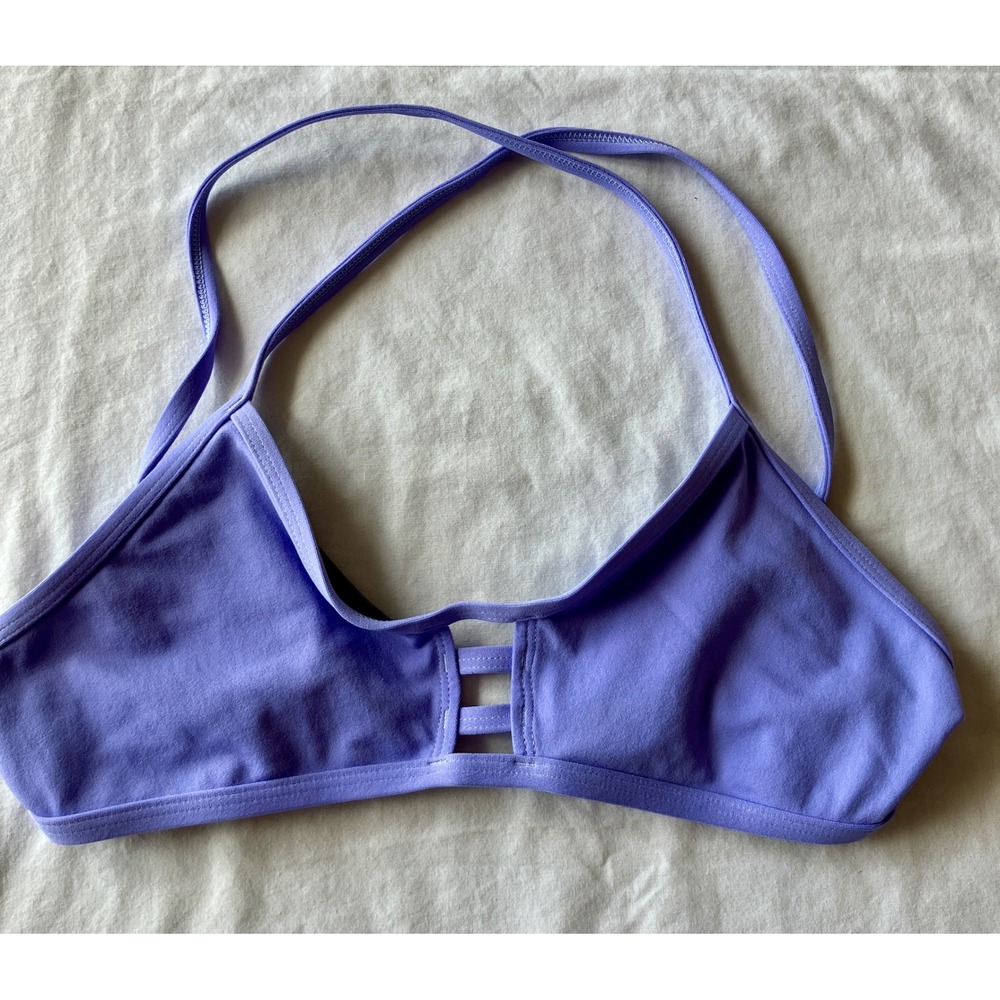 Jolyn Tomcat Purple Fixed Back Bikini Top Swimsuit Size L Ladder Cutout UPF 50+